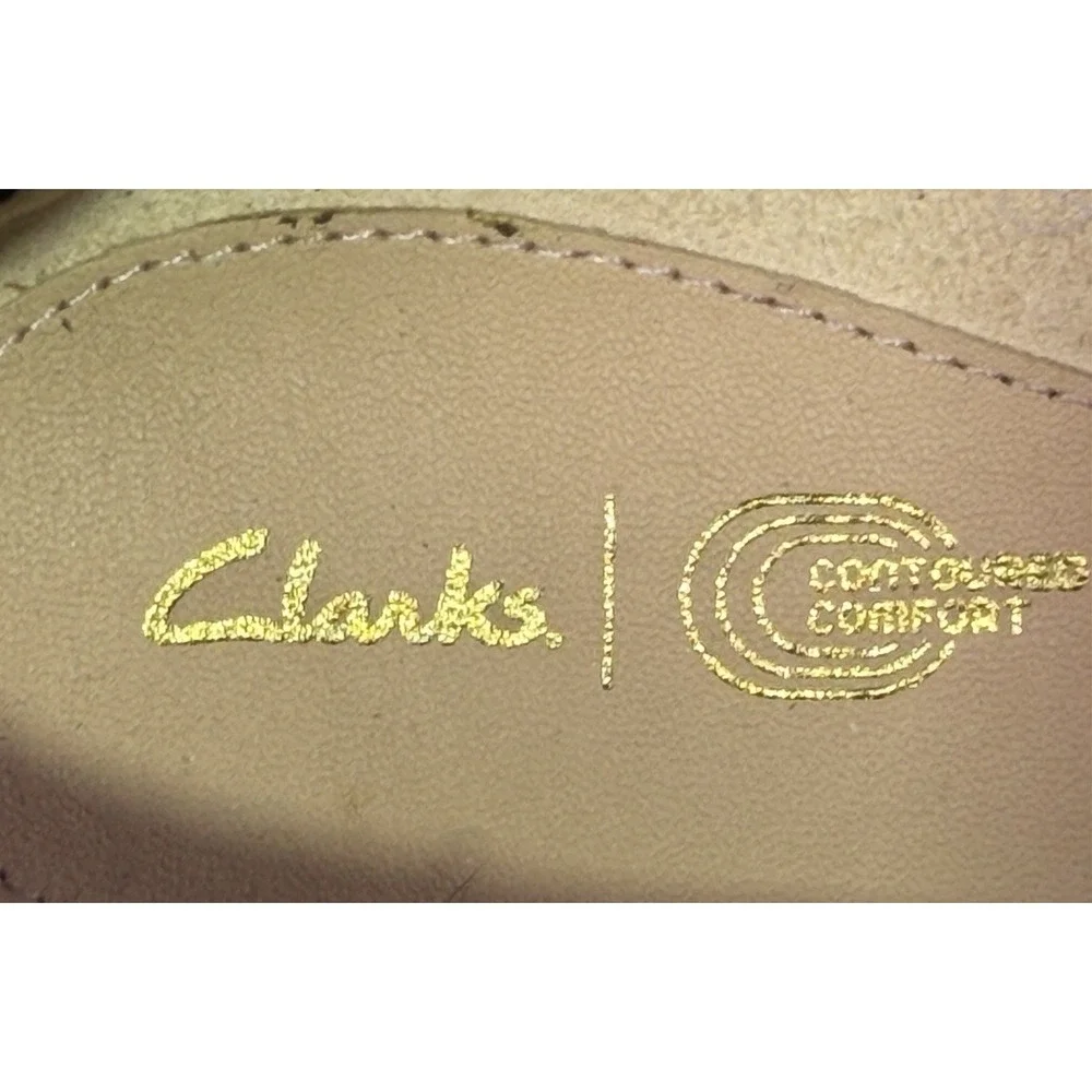Clarks Womens 10 M Black Leather Pumps Comfort Cushion Block Heel Career Shoes
